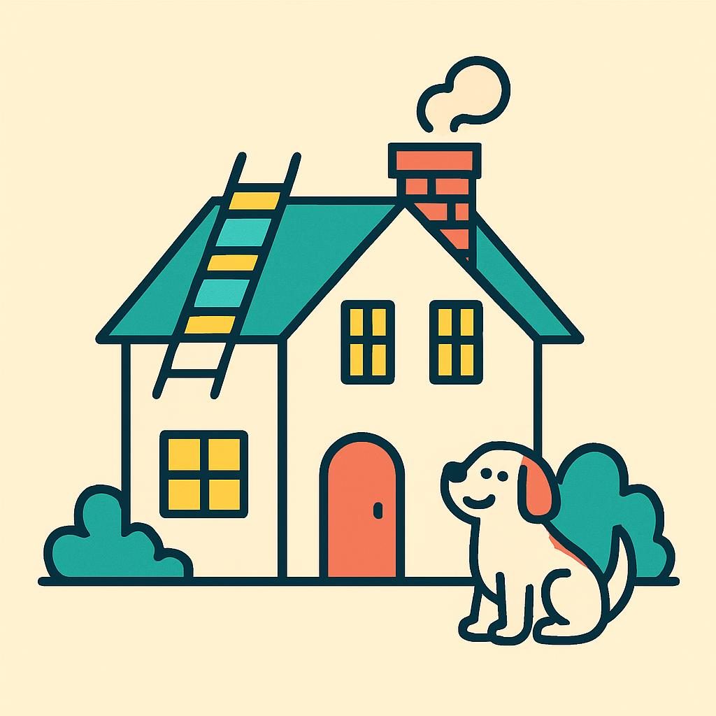 Drawing of a house with a chimney